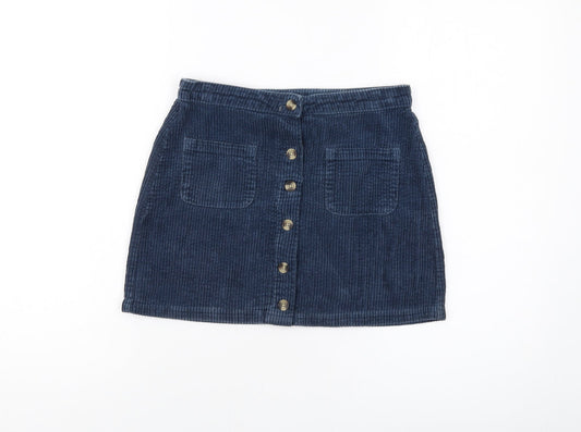 NEXT Girls Blue Cotton A-Line Skirt Size 11 Years Regular Button