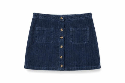 Next Girls Blue Cotton A-Line Skirt Size 11 Years Regular Button