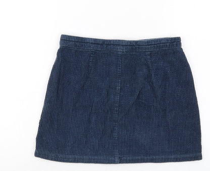 Next Girls Blue Cotton A-Line Skirt Size 11 Years Regular Button