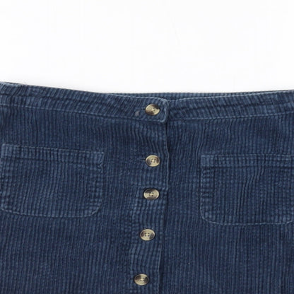 Next Girls Blue Cotton A-Line Skirt Size 11 Years Regular Button