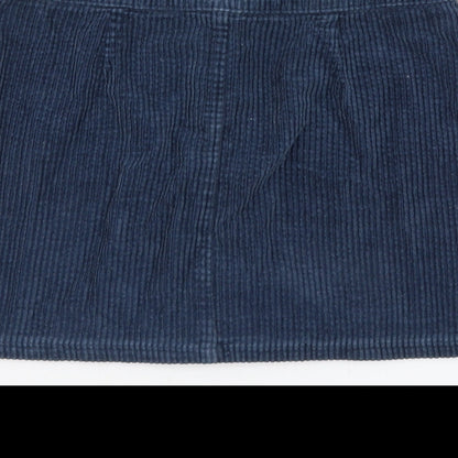 Next Girls Blue Cotton A-Line Skirt Size 11 Years Regular Button