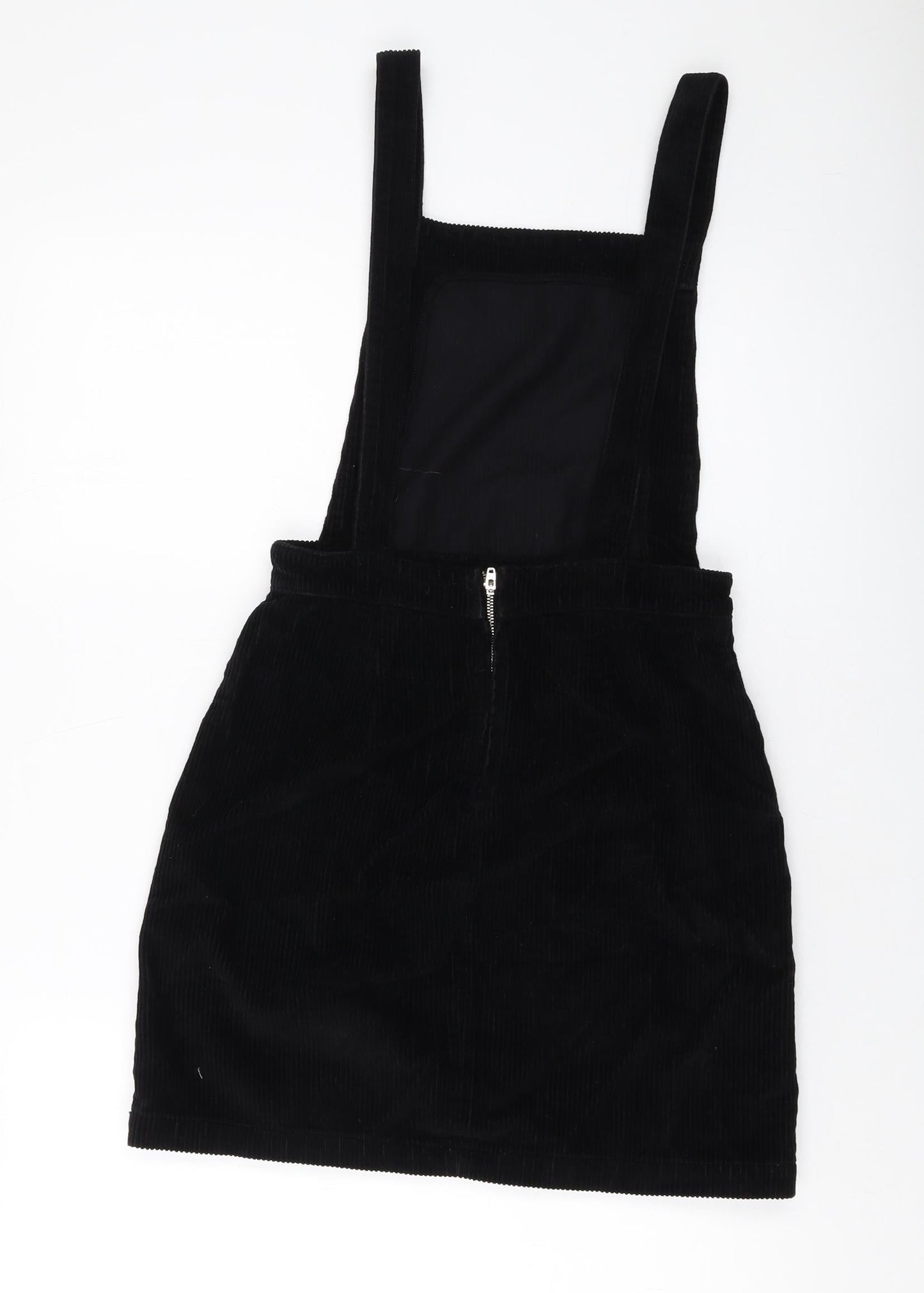 Topshop Womens Beige Cotton Pinafore/Dungaree Dress Size 8 Square Neck Zip
