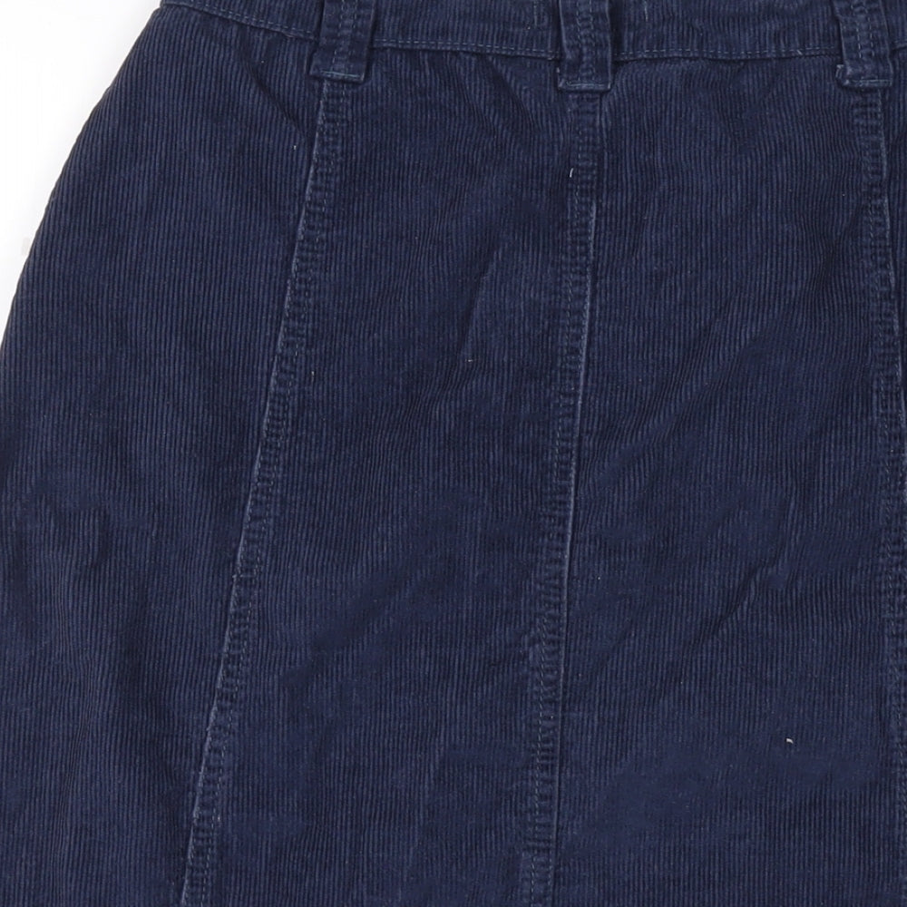 Mistral Womens Blue Cotton A-Line Skirt Size 10 Button