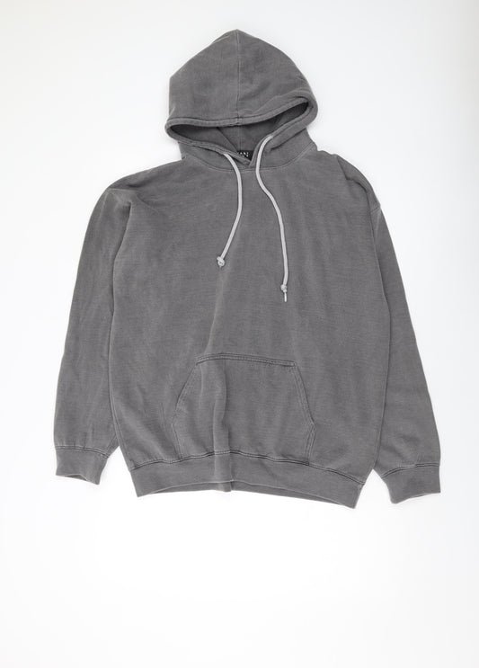 Boohoo Mens Grey Cotton Pullover Hoodie Size S