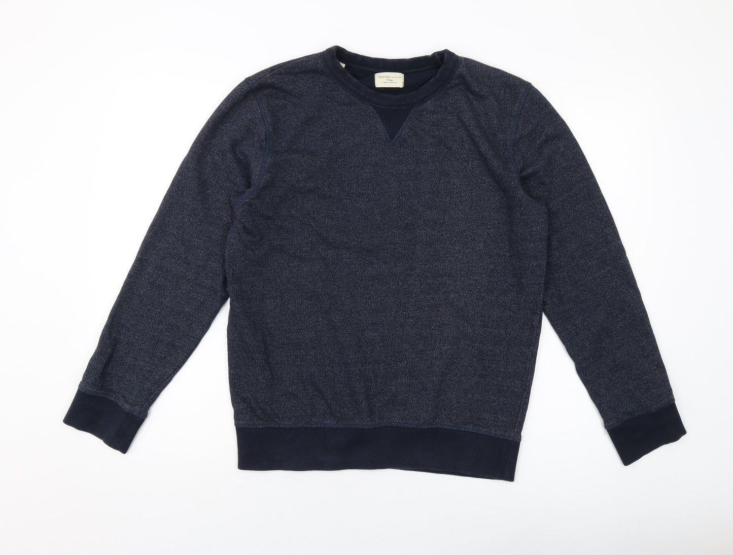 Selected Mens Blue Cotton Pullover Sweatshirt Size M