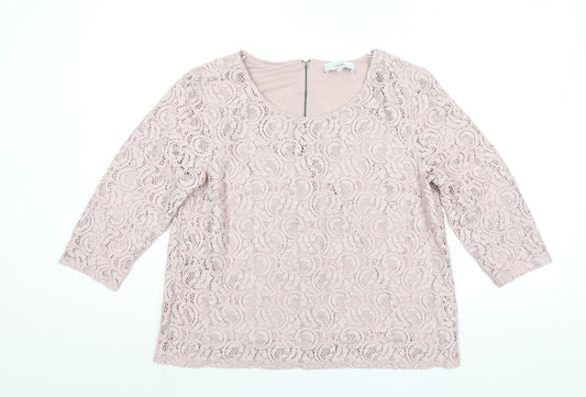 NEXT Womens Pink Nylon Basic Blouse Size 16 Round Neck