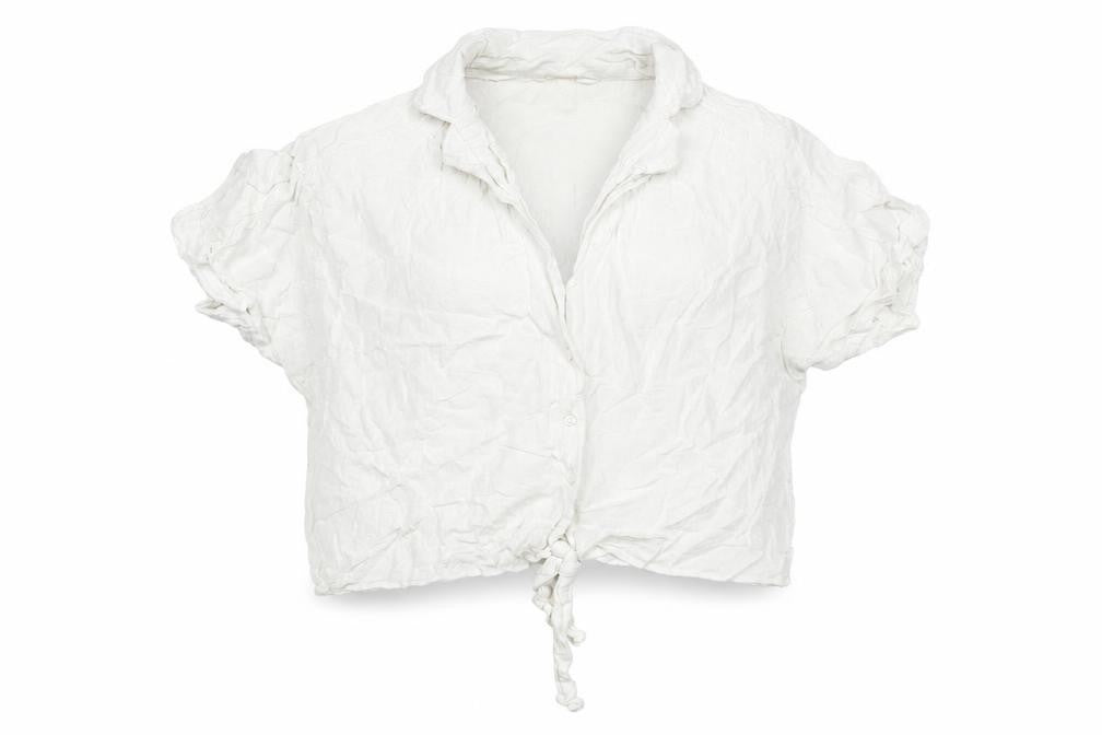 H&M Womens Ivory Viscose Basic Blouse Size L Collared - Tie