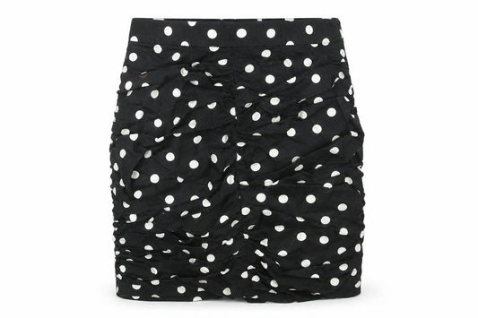 Stradivarius Womens Black Polka Dot Polyester Mini Skirt Size S Zip - Rouched