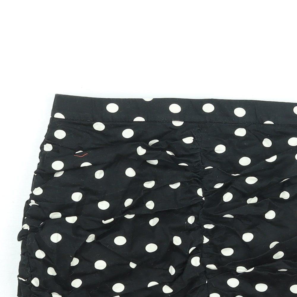Stradivarius Womens Black Polka Dot Polyester Mini Skirt Size S Zip - Rouched