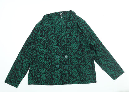 Influence Womens Green Geometric Polyester Basic Blouse Size 20 Collared - Double Breasted