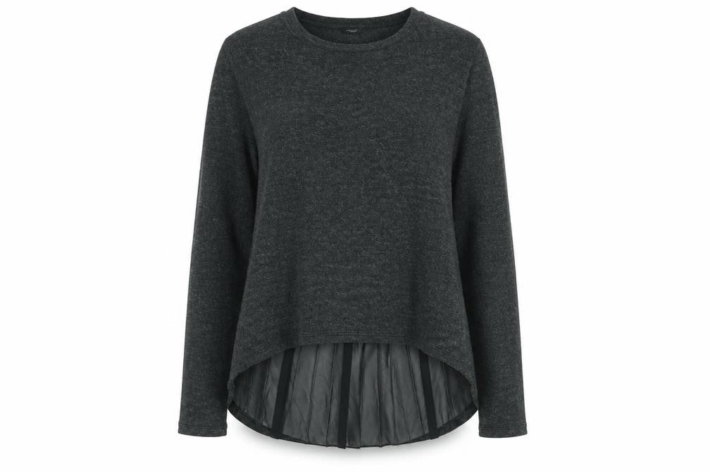 Rinascimento Womens Grey Round Neck Acrylic Pullover Jumper Size S - Pleated Back Bow