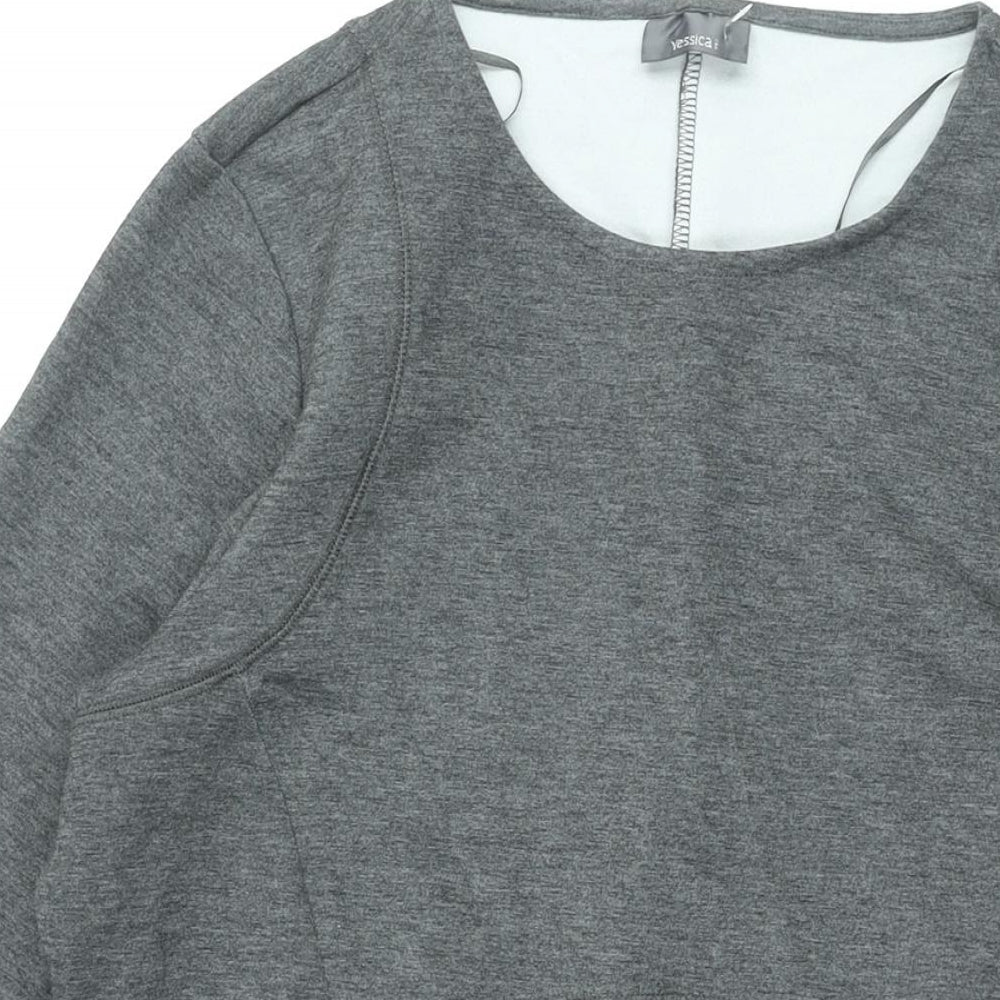 Yessica Womens Grey Polyester Shift Size 18 Round Neck Zip