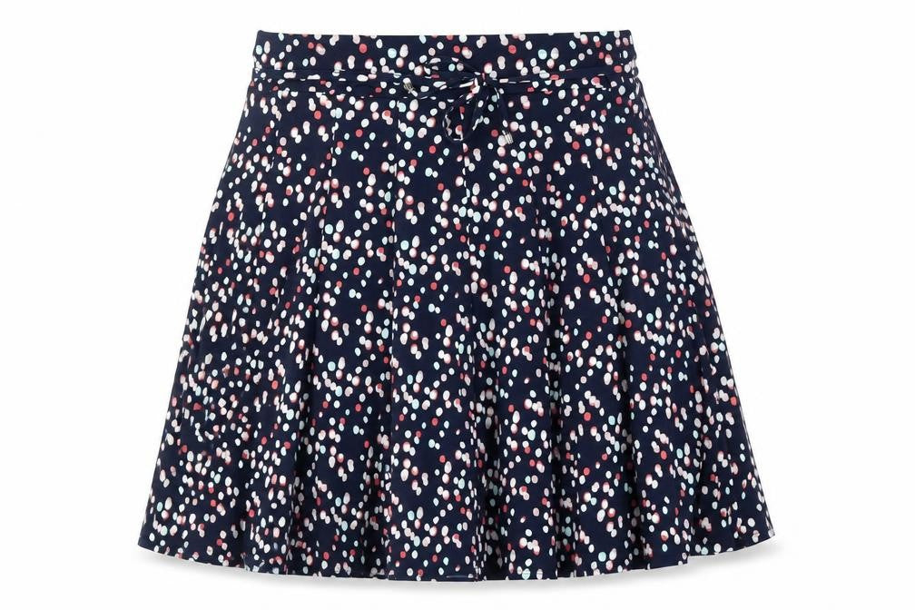 Bonmarché Womens Blue Geometric Polyester Flare Skirt Size 16 - Belted