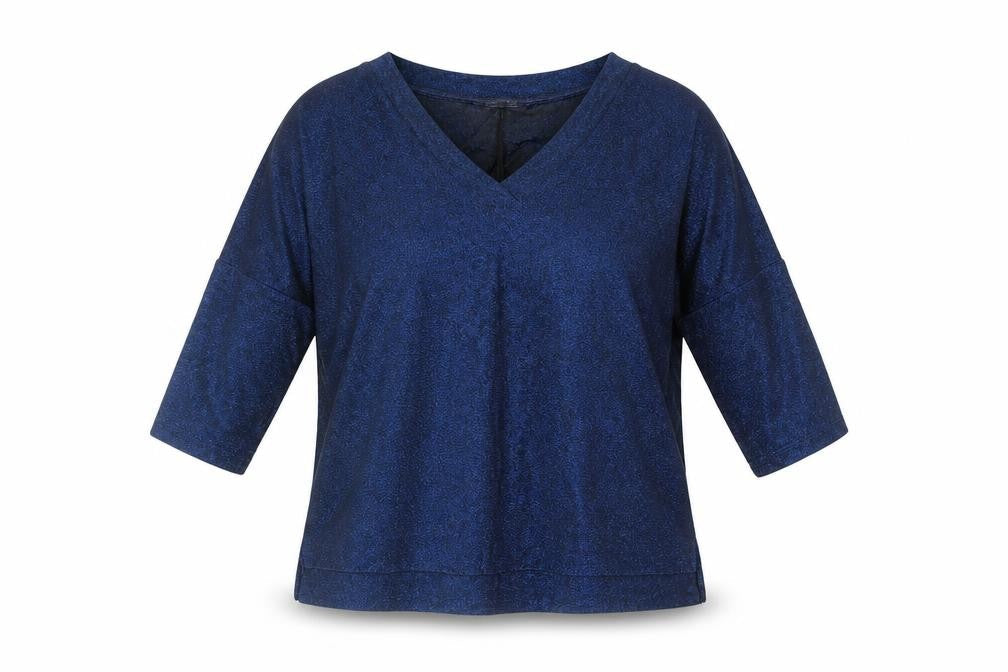 Marks & Spencer Womens Blue Polyester Basic Blouse Size 12 V-Neck - Glitter