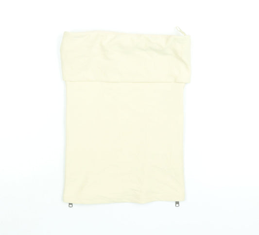 Zara Womens Beige Polyester Basic Blouse Size S Square Neck