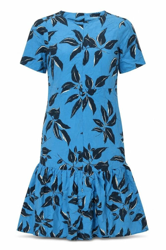 Autograph Womens Blue Floral Modal Sheath Size 8 Round Neck Button