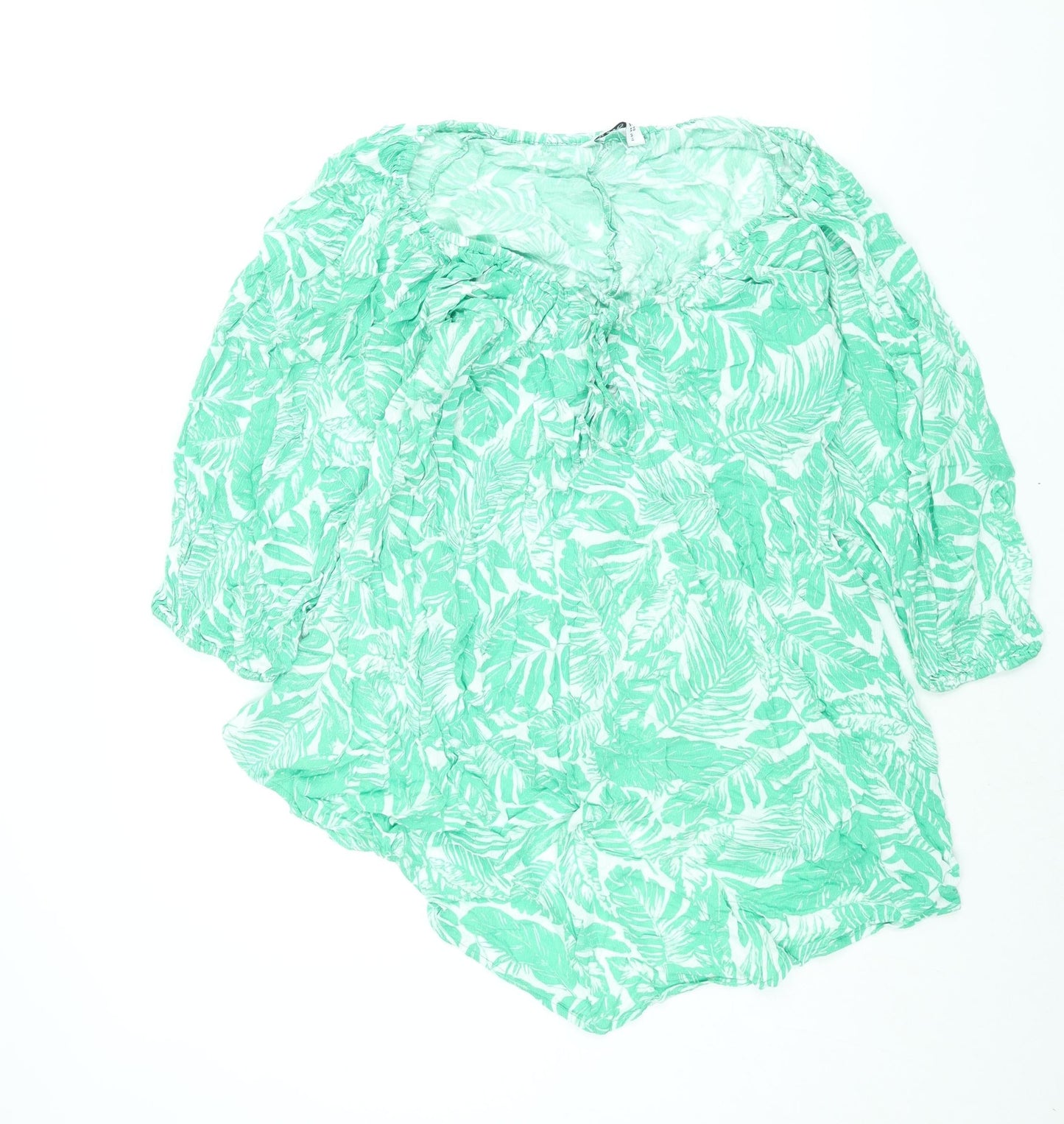Yours Womens Green Geometric Viscose Basic Blouse Size 16 Scoop Neck