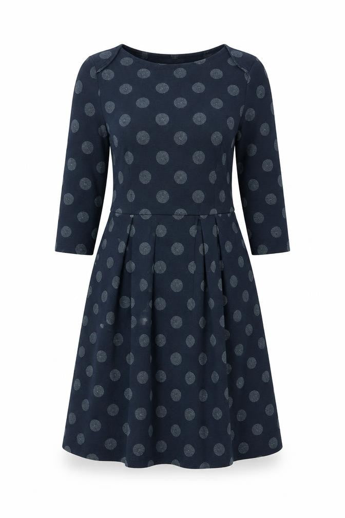 NEXT Womens Blue Polka Dot Polyester A-Line Size 14 Round Neck Pullover