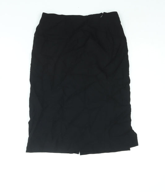 CARACTERE Womens Black Wool Straight & Pencil Skirt Size 10 Zip