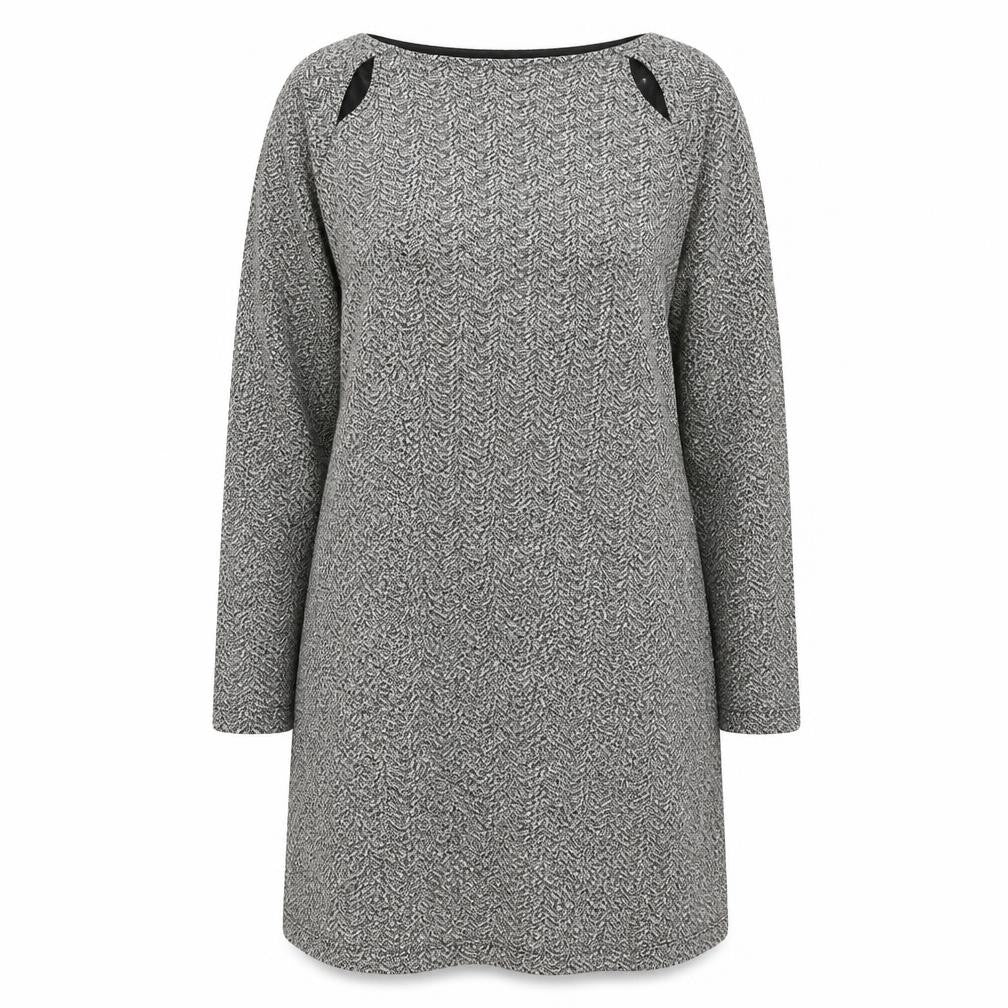 Marks & Spencer Womens Grey Geometric Cotton Mini Size 12 Boat Neck Pullover