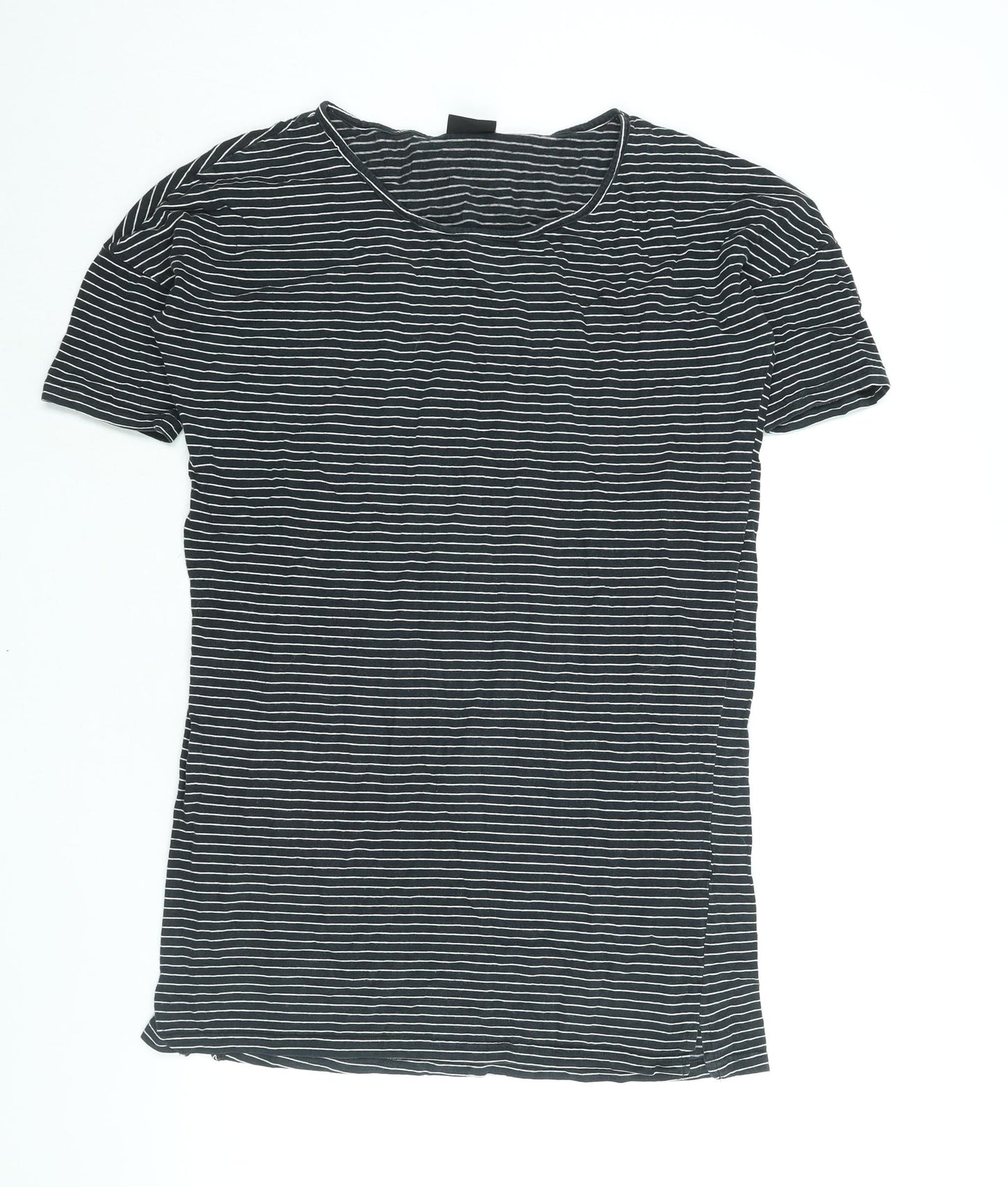 VILA Womens Black Striped Polyester T-Shirt Dress Size S Round Neck Pullover