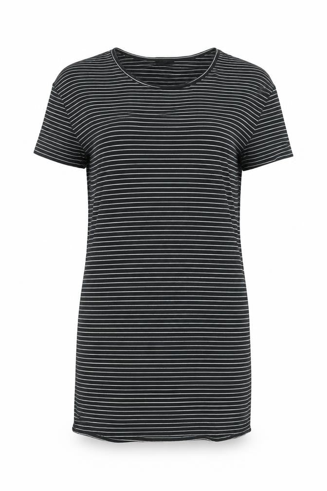VILA Womens Black Striped Polyester T-Shirt Dress Size S Round Neck Pullover