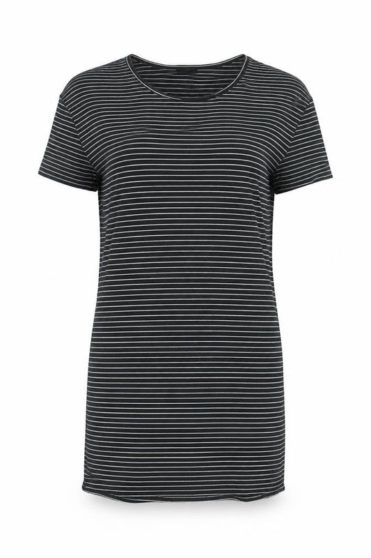 VILA Womens Black Striped Polyester T-Shirt Dress Size S Round Neck Pullover