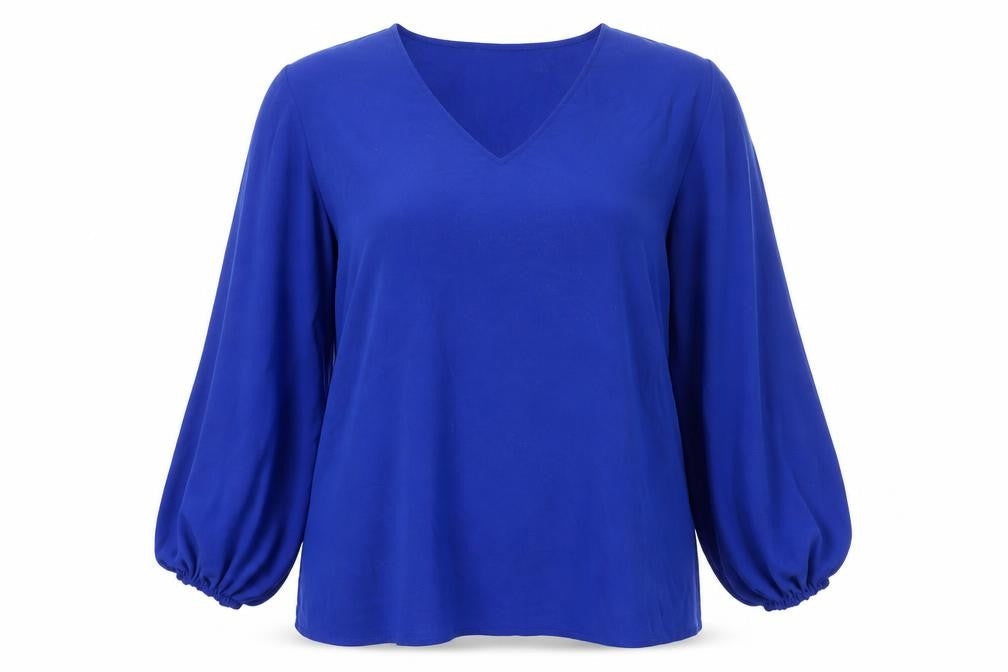 City Chic Womens Blue Polyester Tunic Blouse Size 14 V-Neck