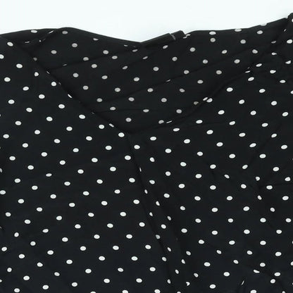 Editor's Cut Womens Black Polka Dot Viscose Basic Blouse Size 12 V-Neck