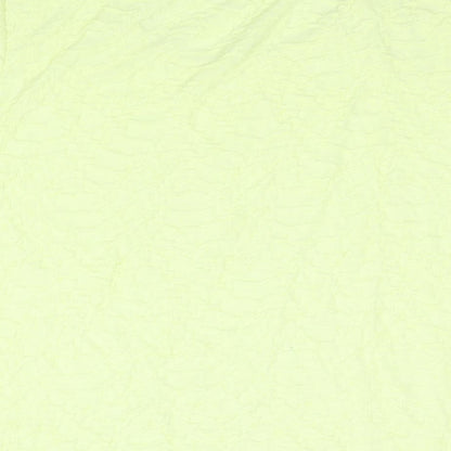 Per Una Womens Yellow Polyester Basic Blouse Size 16 Round Neck - Lace Detail Textured