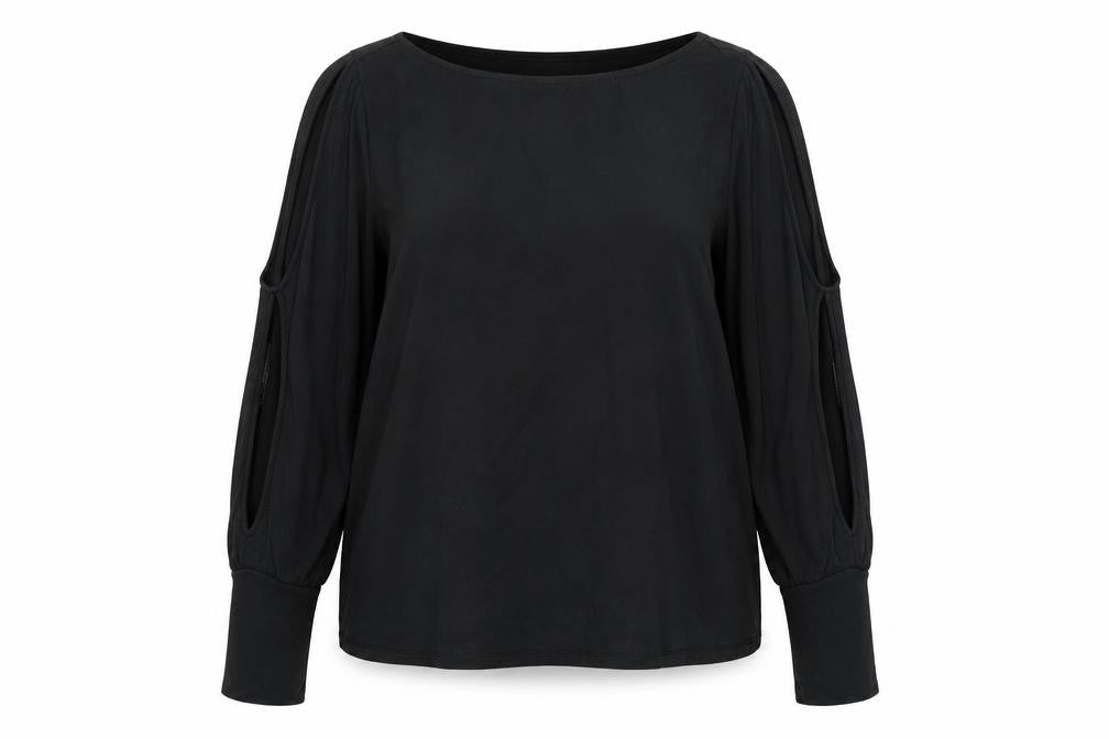 Very Womens Black Modal Basic Blouse Size 14 Round Neck - Sleeve Cut Out
