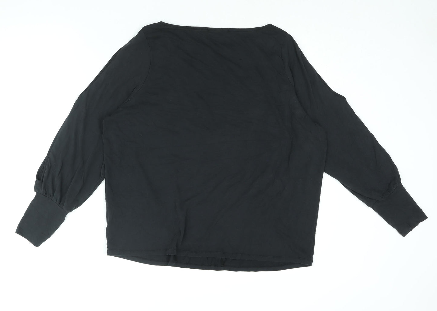 Very Womens Black Modal Basic Blouse Size 14 Round Neck - Sleeve Cut Out