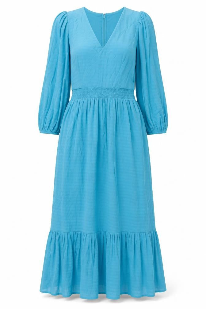 French Connection Womens Blue Polyester Maxi Size M V-Neck Zip