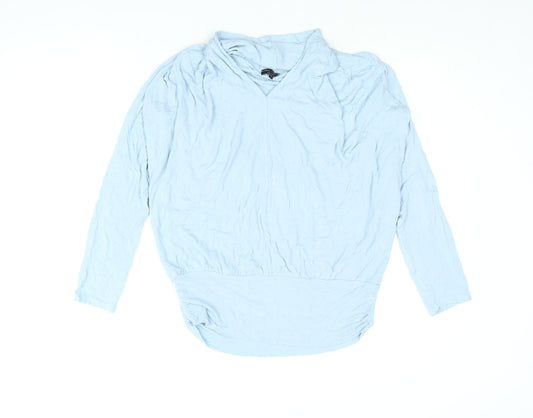 Phase Eight` Womens Blue Viscose Basic Blouse Size L V-Neck