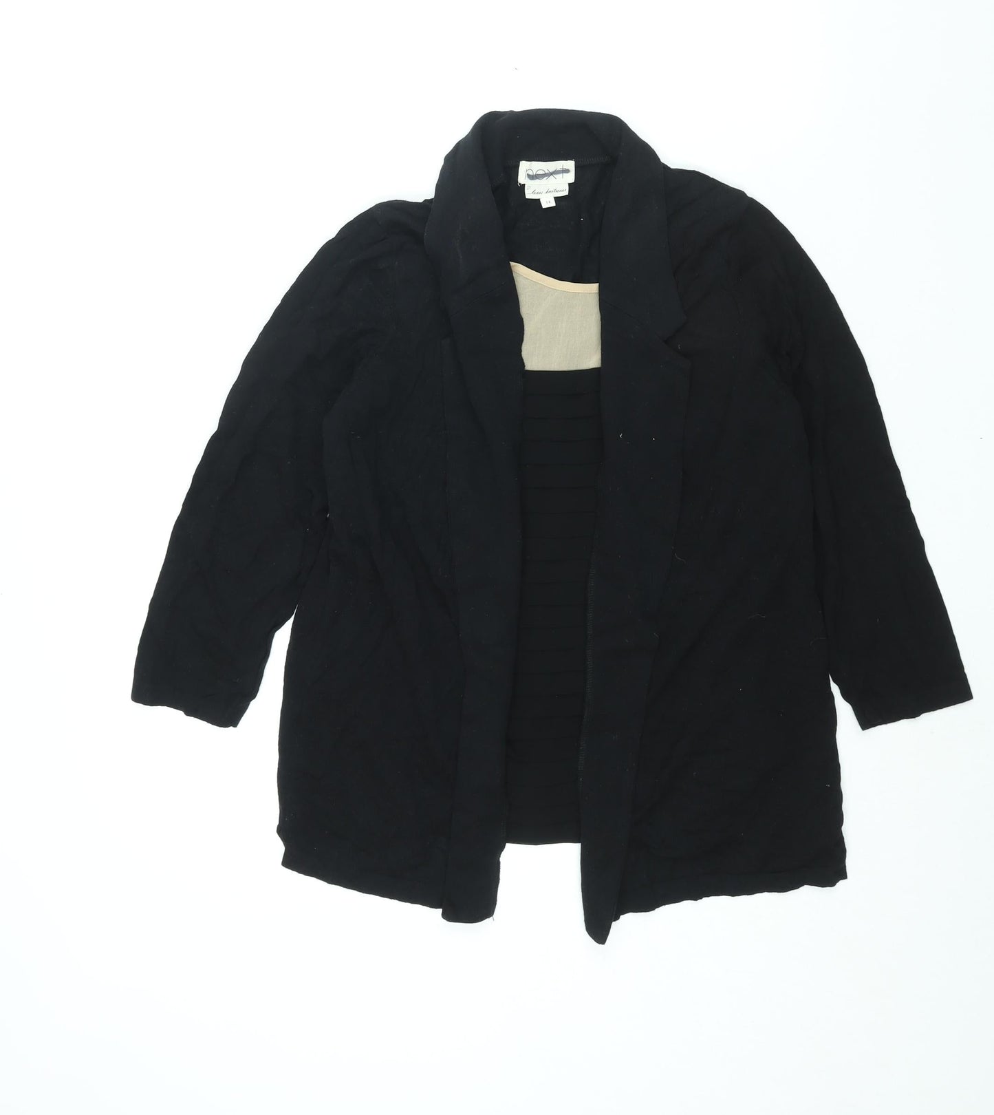 NEXT Womens Black Scoop Neck Cotton Cardigan Jumper Size 14 - Pleated Blouse Layer