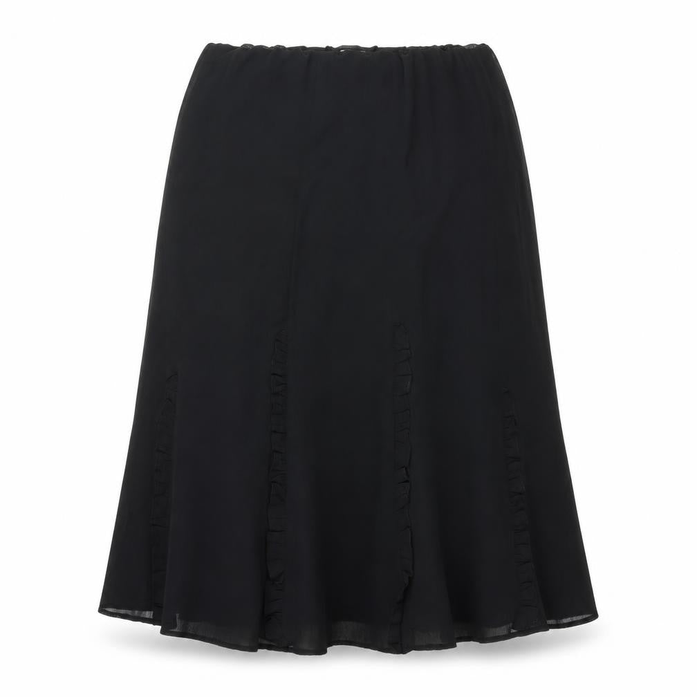 Damart Womens Black Polyester A-Line Skirt Size 12 - Frill