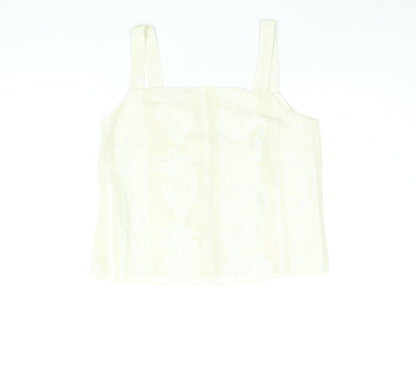 Roman Womens Ivory Geometric Polyester Camisole Blouse Size 14 Square Neck