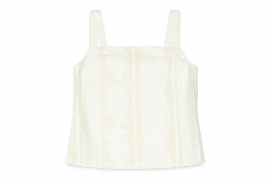 Roman Womens Ivory Geometric Polyester Camisole Blouse Size 14 Square Neck