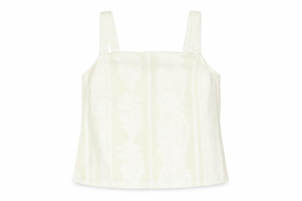 Roman Womens Ivory Geometric Polyester Camisole Blouse Size 14 Square Neck