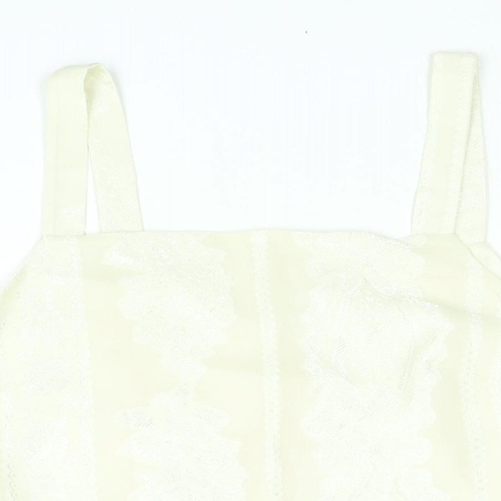 Roman Womens Ivory Geometric Polyester Camisole Blouse Size 14 Square Neck
