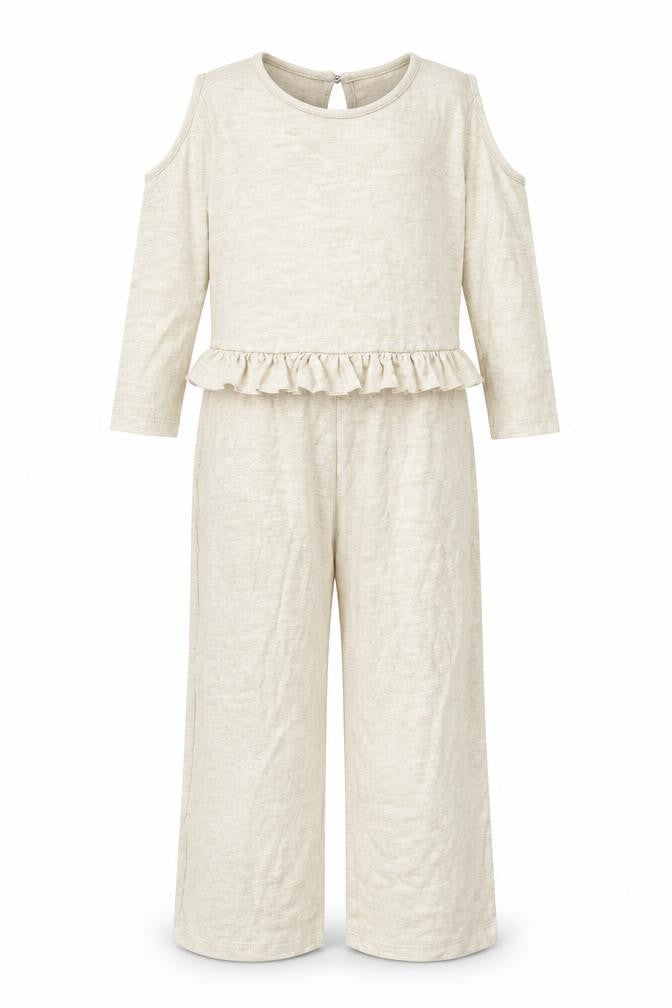 River Island Girls Beige Polyester Jumpsuit One-Piece Size 9-10 Years L25 in Button - Frill