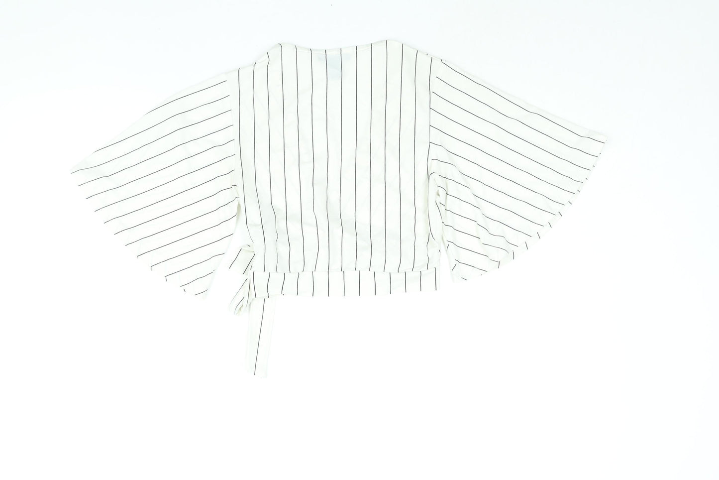 New Look Womens Ivory Striped Polyester Cropped Blouse Size 8 V-Neck