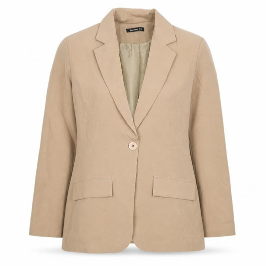 Boohoo Womens Beige Jacket Blazer Size 10 Button