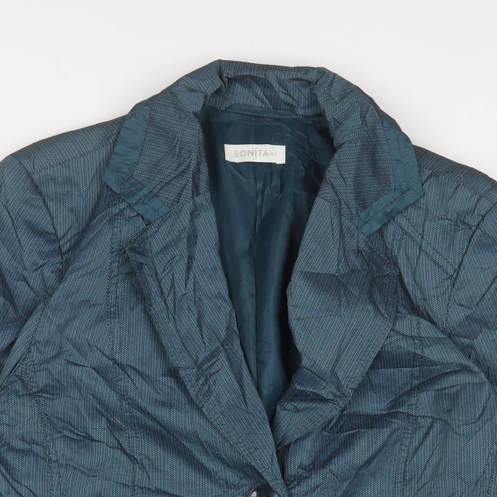 Bonita Womens Blue Jacket Blazer Size 12 Button