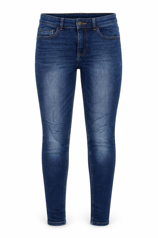 Marks & Spencer Womens Blue Cotton Skinny Jeans Size 8 L28 in Regular Zip