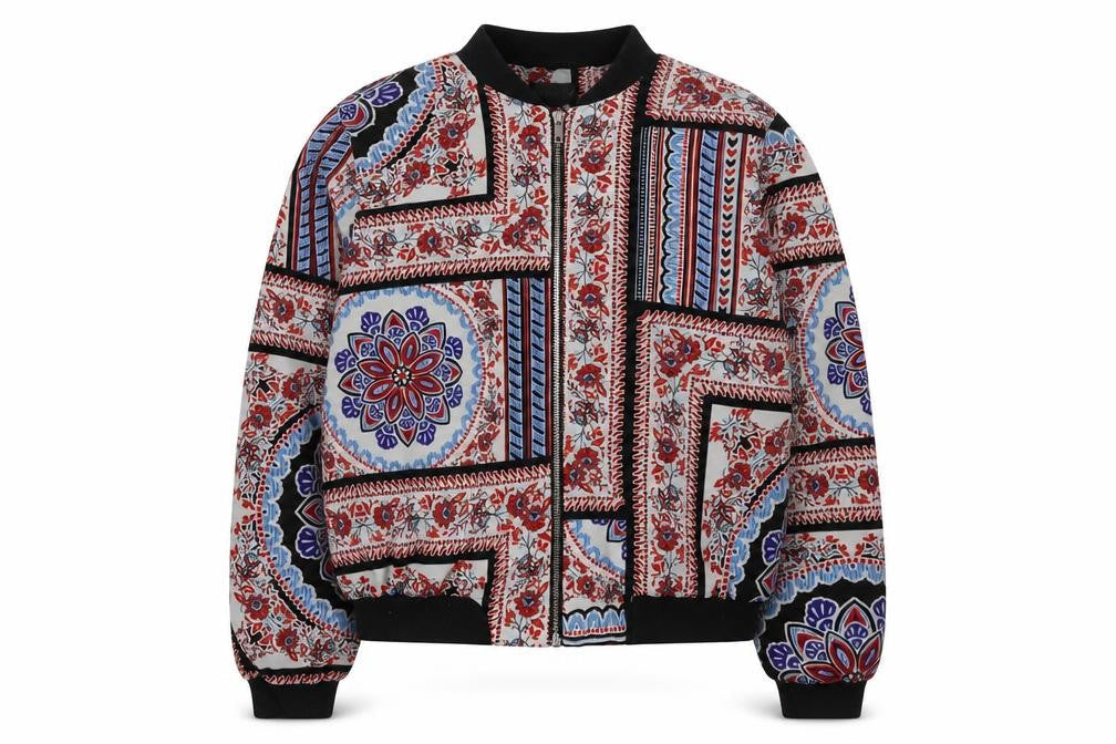 Topshop Womens Multicoloured Fair Isle Jacket Size 10 Zip