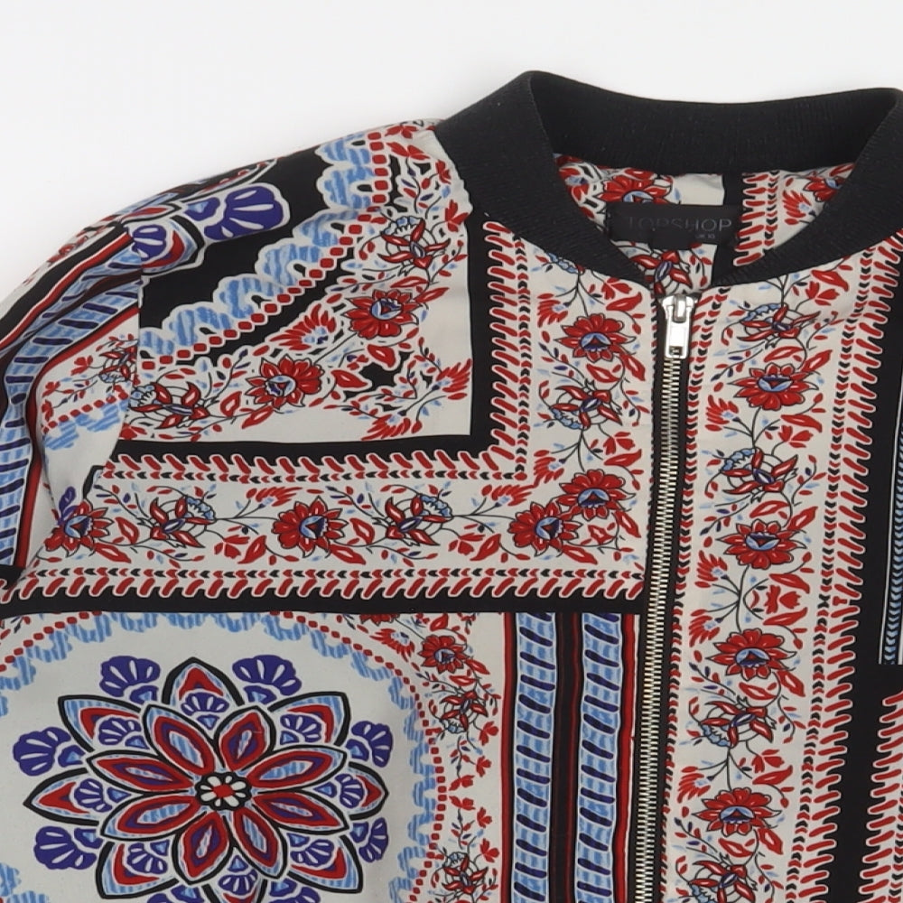 Topshop Womens Multicoloured Fair Isle Jacket Size 10 Zip