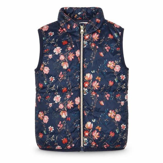 NAME IT Girls Blue Floral Gilet Jacket Size 5 Years Zip