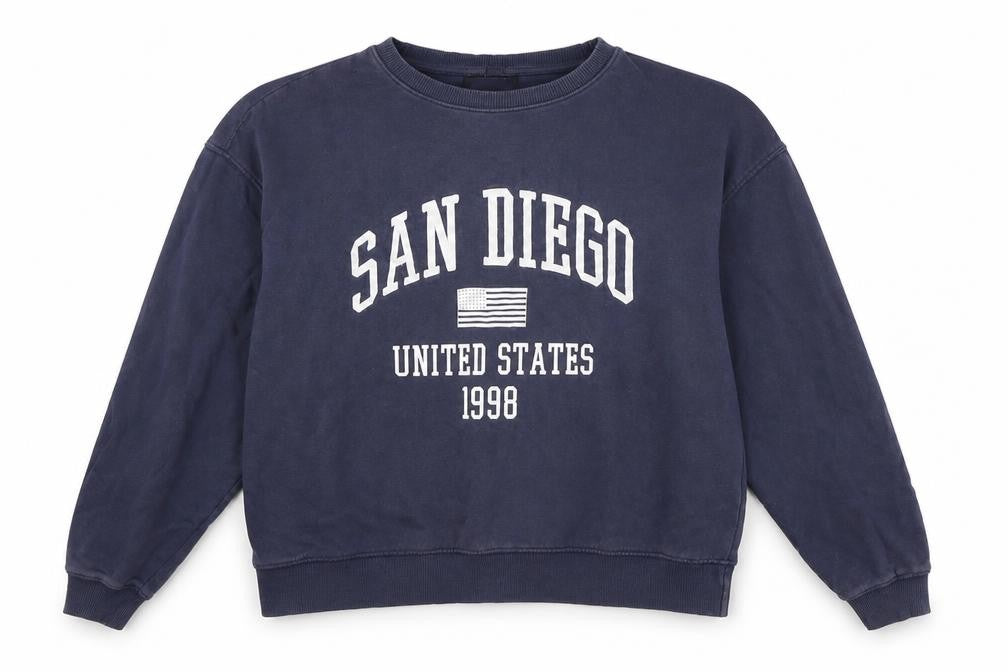New Look Womens Blue Cotton Pullover Sweatshirt Size S - San Diego