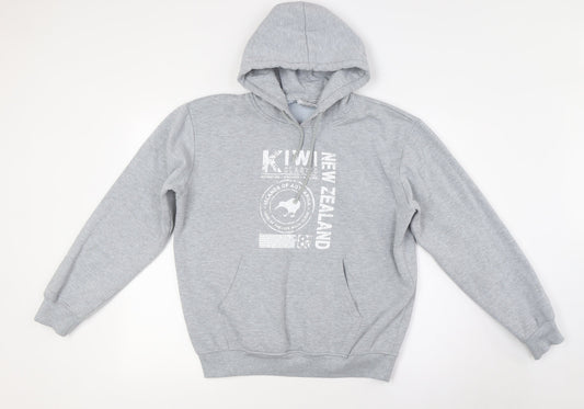 Kiwi Silver Womens Grey Polyester Pullover Hoodie Size S
